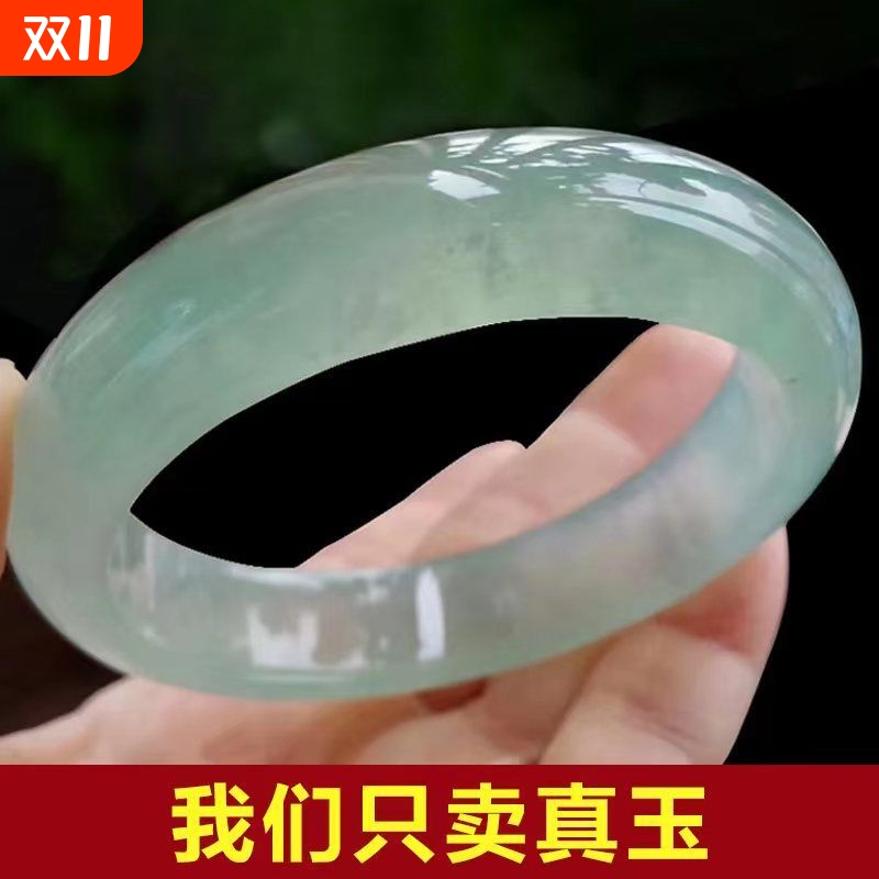 正品冰种翠色石英岩玉手镯女款带证书玉石镯子手饰真玉旺夫浅阳绿