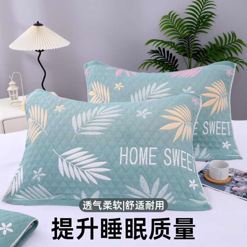 枕巾一对加大加厚高档吸汗大号欧式透气AB纱柔软成人枕头盖巾纱布