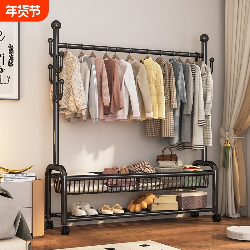 卧室挂衣架落地可移动衣帽架客厅衣服家用收纳架轻奢帽子储物家居