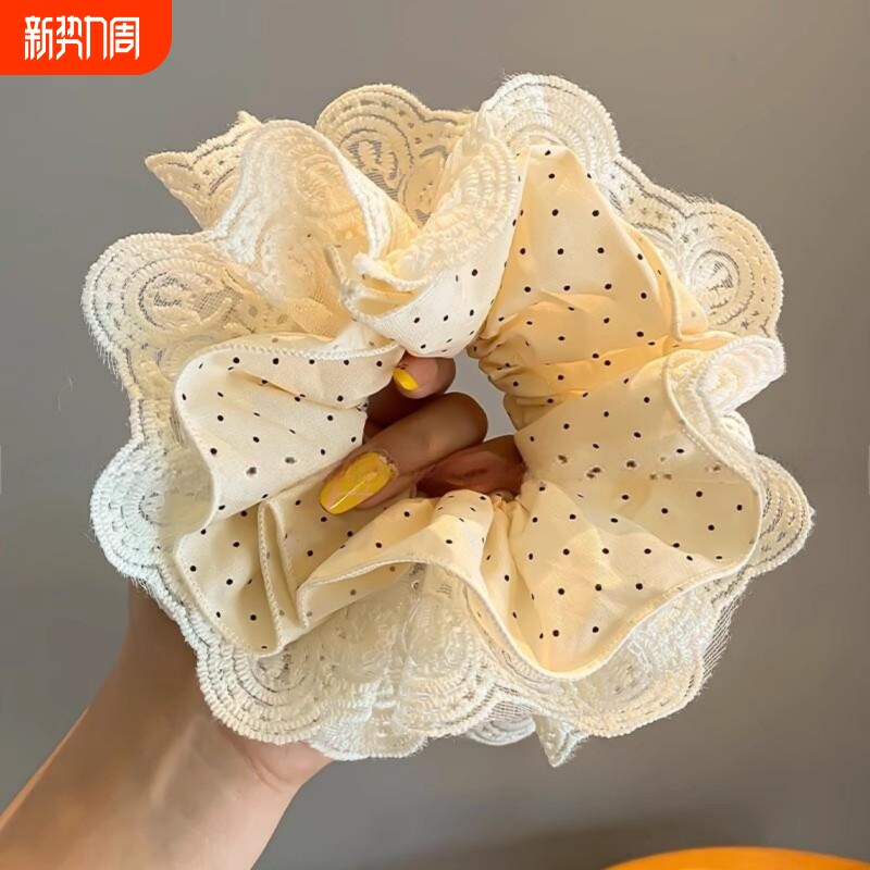 波点高级感蕾丝头花发圈大肠女2025新款日韩公主头饰马尾发绳