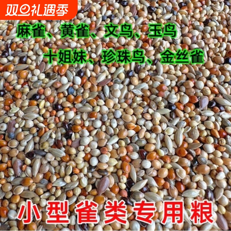 七彩文鸟芙蓉鸟金丝雀鸟珍珠鸟玉鸟食混合鸟粮饲料苏子亚麻籽新鲜