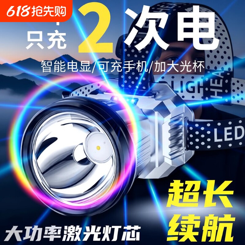 公牛适用头戴式强光头灯充电2026新款长续航户外登山感应钓鱼专用