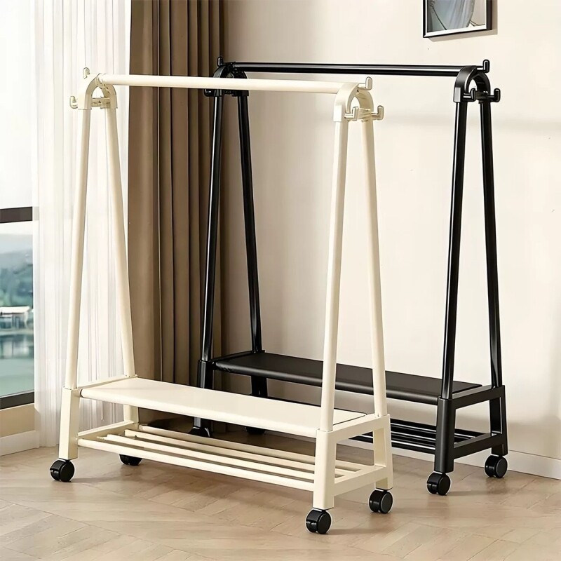 简易晾衣架卧室可移动挂衣服架室内衣帽架衣服的架子伸缩阳台置物