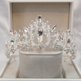 皇冠头饰儿童生日公主银色女童发箍演出走秀王冠女孩水晶发饰水钻