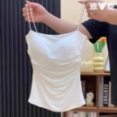 2025新款 美背白色纯欲风带胸垫一体小吊带背心女夏季 内搭外穿上衣