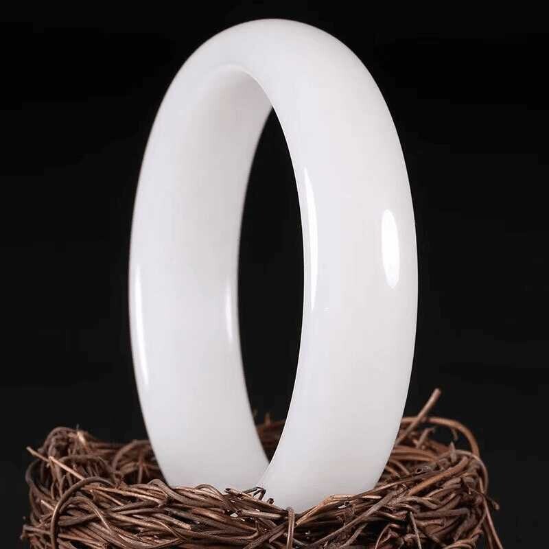 新疆和田白玉老料戈壁玉羊级脂白玉手镯旺夫真玉石镯子气质少女镯