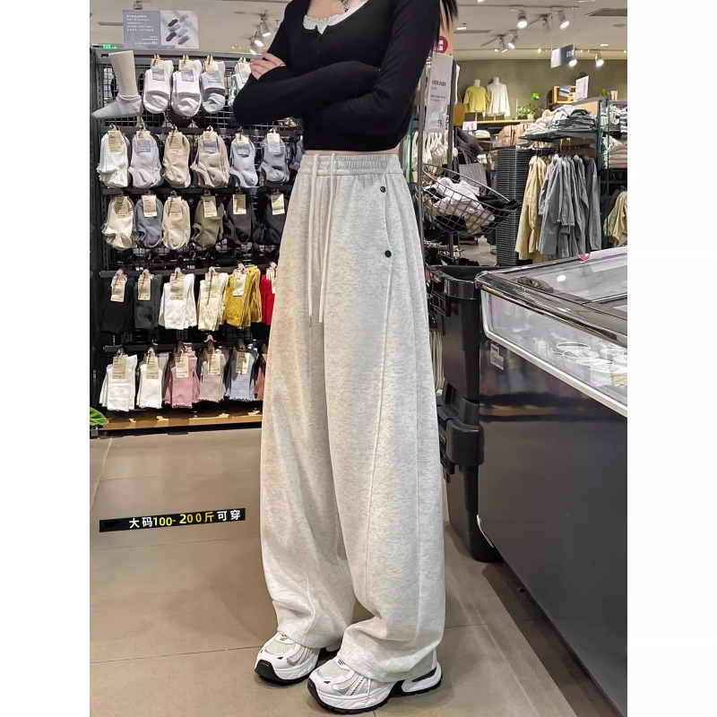 窄版轻弯刀卫裤子女春秋季2025新款宽松垂坠感休闲阔腿运动裤大码