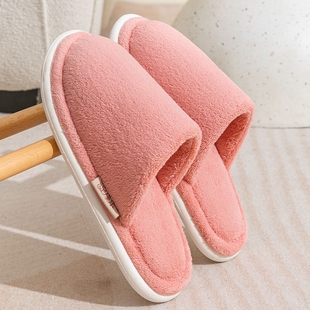 棉拖鞋女款冬季包跟室内家居保暖加绒厚底带后跟毛毛棉鞋女士手工