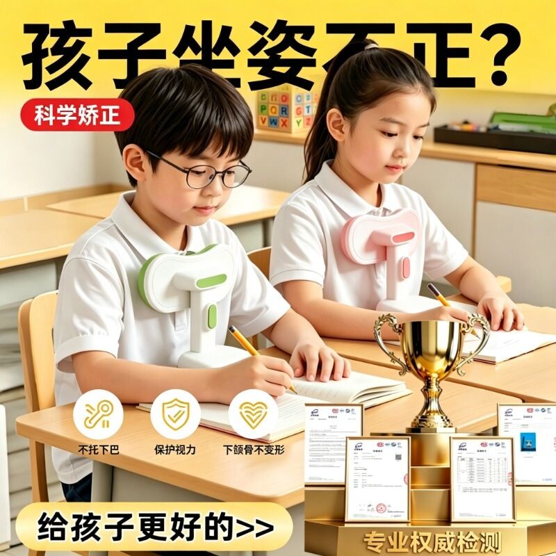 坐姿写字姿势矫正器可折叠学习小学生业防近视防驼背写作课堂儿童防低头坐姿矫正神器