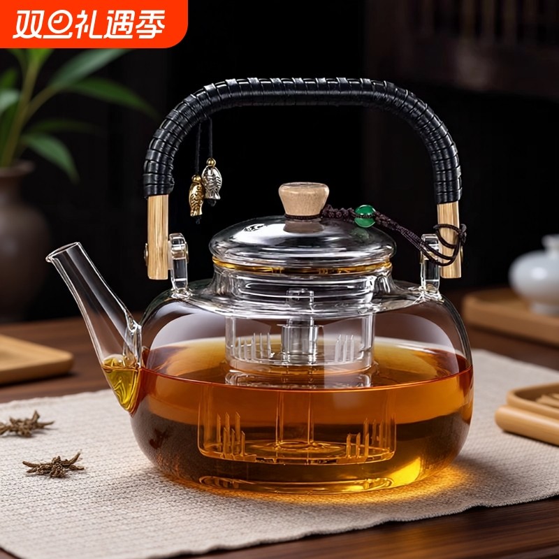 煮茶壶玻璃2025新款加厚耐高温家用单提梁花茶电陶炉烧水壶泡茶壶