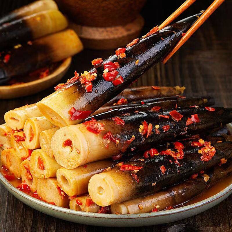 手剥笋开袋即食500g泡椒脆笋鲜脆笋尖网红爆款零食袋装辣味香辣