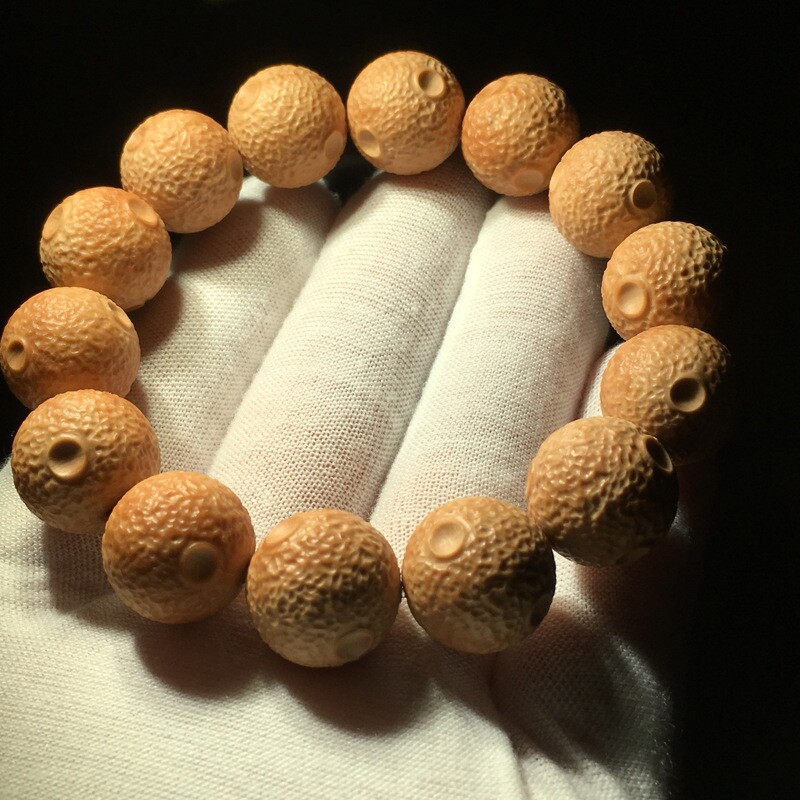 猴头核桃星球陨石坑手持串流浪月球面正圆文玩佛珠链土豪无相玉化