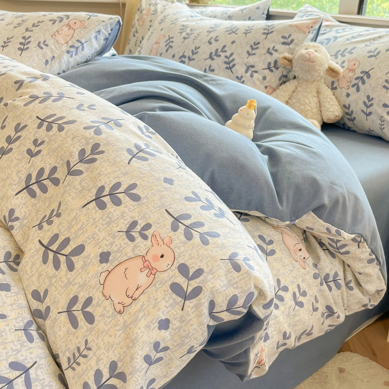 2025新款宿舍床单被罩三件套床上用品秋冬加厚磨毛四件套纯棉全棉