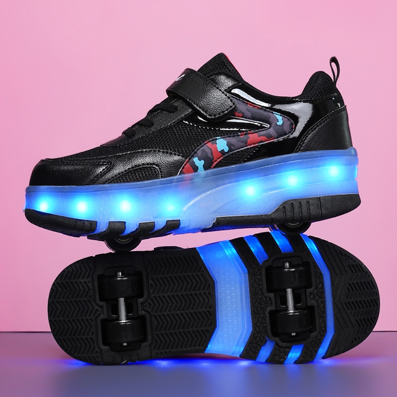 儿童暴走鞋2025新款夜光中大童学生户外休闲运动鞋LED四轮可滑