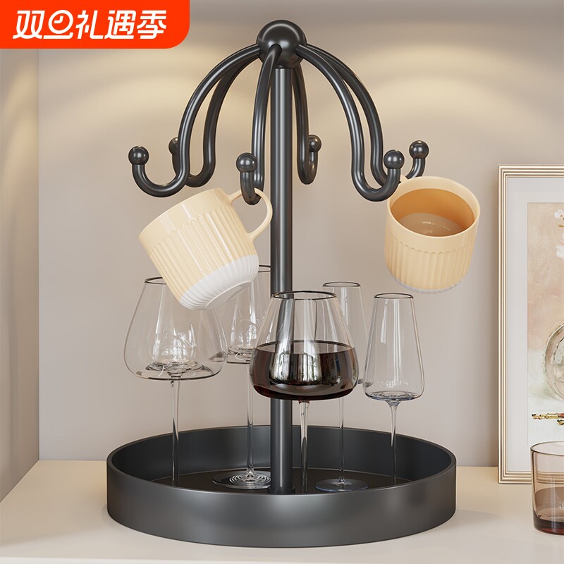 创意悬挂杯架餐边柜杯子收纳置物架水杯茶杯酒杯倒挂放置展示架