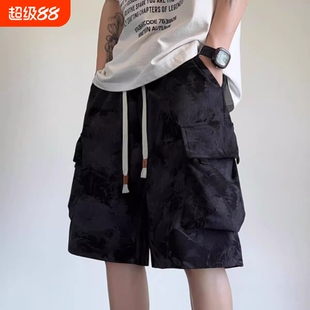 夏季港风短裤男士休闲宽松ins工装五分裤速干灰色白色黑色户外