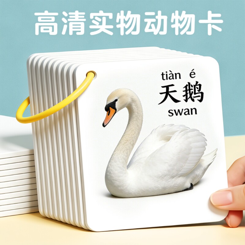 动物卡片认知早教儿童识字看图识物启蒙儿宝宝常识认知卡水果蔬菜