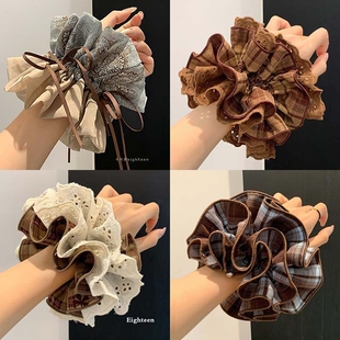 高级感复古碎花大肠发圈百搭网红头饰日韩气质丸子头发绳头绳发饰