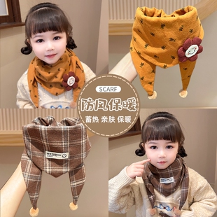 儿童围巾秋冬款保暖婴儿宝宝围脖丝巾新款男童女童三角巾格子防风