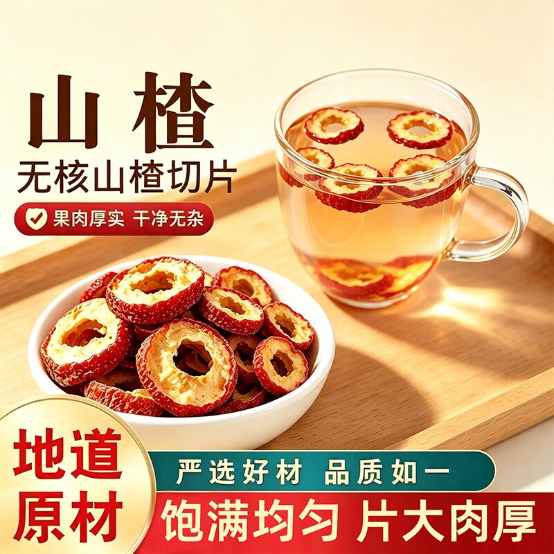 山楂干无核山楂干泡水喝新货山楂片空心圈新鲜无籽山楂片