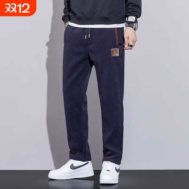 春秋灯芯绒裤子男裤休闲长裤冬季潮流宽松直筒裤加绒运动卫裤男士