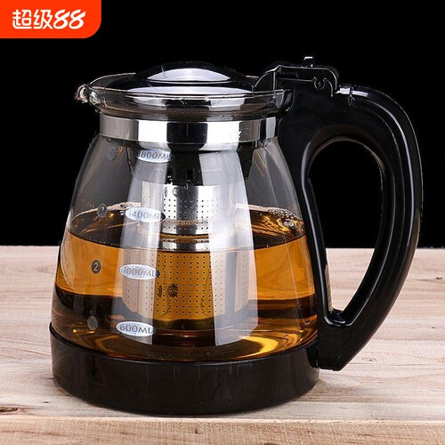 防爆花茶壶耐热玻璃茶具不锈钢过滤大容量水壶家用冲茶器开水直冲
