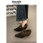 内增高6CM加绒毛毛鞋勃肯棉鞋女鞋子2025秋冬季高跟乐福毛绒单鞋