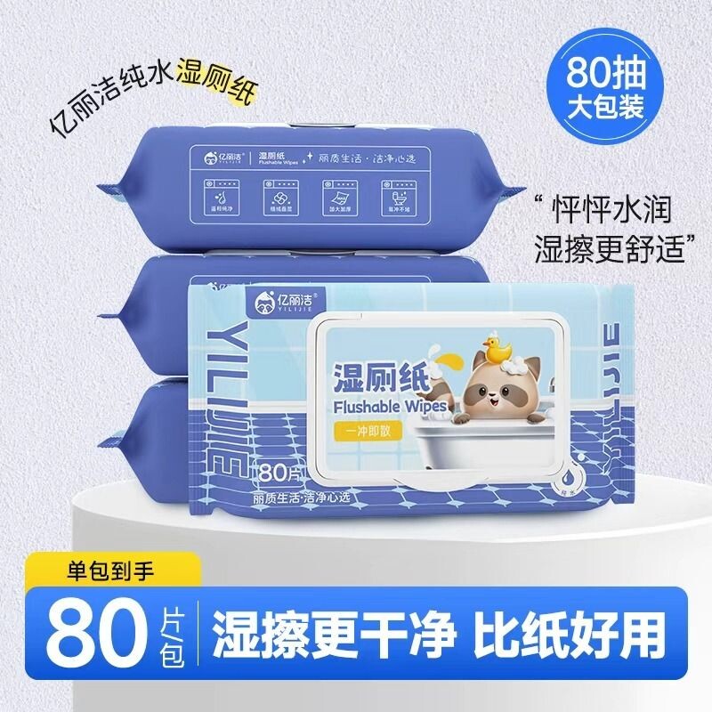 湿厕纸擦屁屁男女私处专用洁厕湿纸巾可冲家庭卫生杀菌旅行抽取式图片