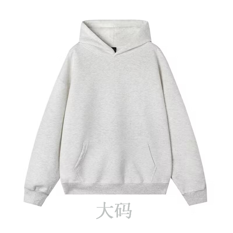 白花灰色重磅加绒加厚连帽卫衣大码宽松男女秋冬款美式外套上衣