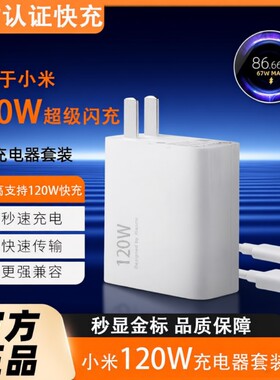 适用小米120W充电器原装15/13/12/11UItra超级闪充67W红米note11/10/12pro正品mix4手机快充k70k60k50k80插头