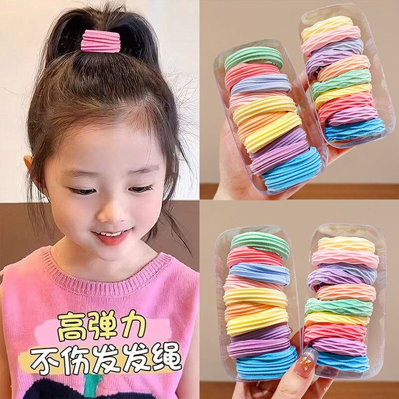 女孩扎头发皮筋不伤发高弹力糖果色发圈女童头绳扎高马尾发绳儿童