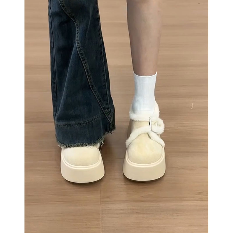 加绒厚底勃肯棉鞋女冬季外穿2025新款小个子保暖毛毛鞋子雪地靴