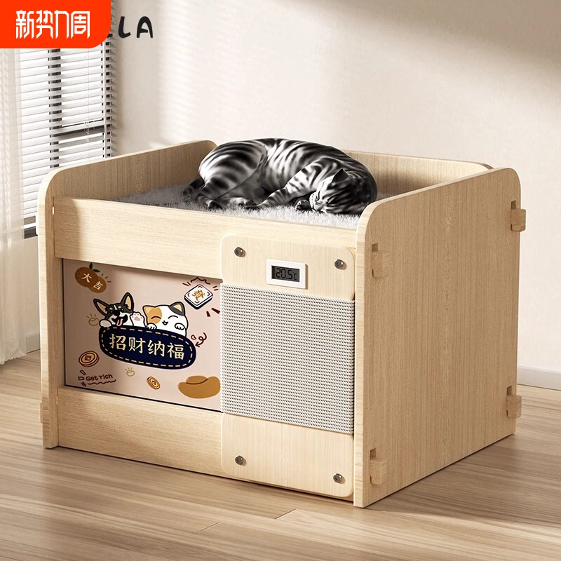 实木宠物猫窝冬天保暖封闭式房子猫狗窝四季通用别墅屋睡窝室内