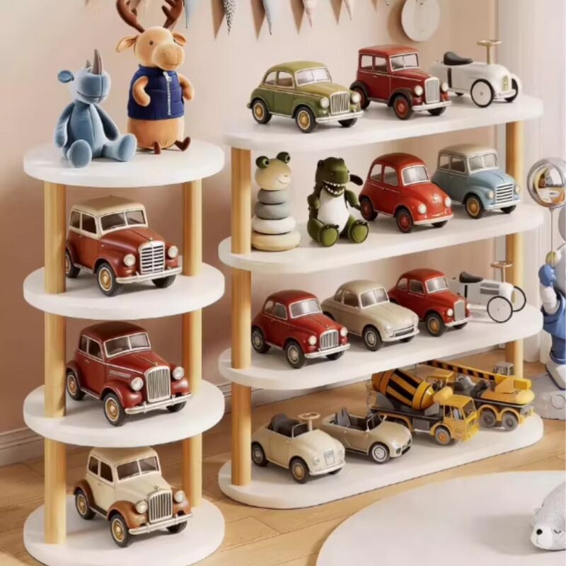 桌面置物架多层公仔展示架儿童汽车玩具收纳架火车轮船模型放置架