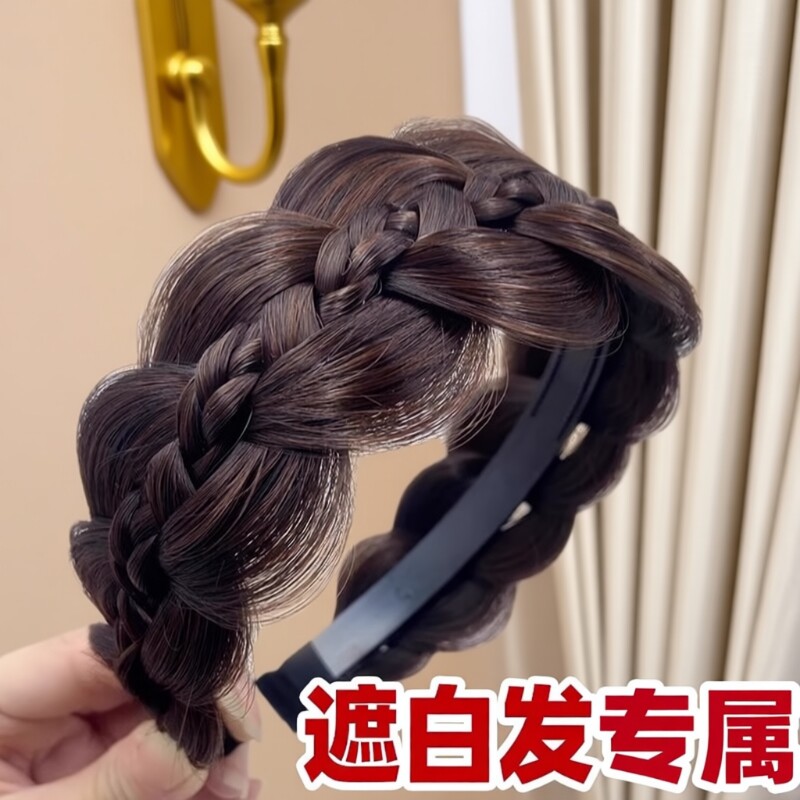 遮白发的头饰新款发箍饰品高颅顶假发宽边鱼骨麻花辫发夹发卡防掉图片