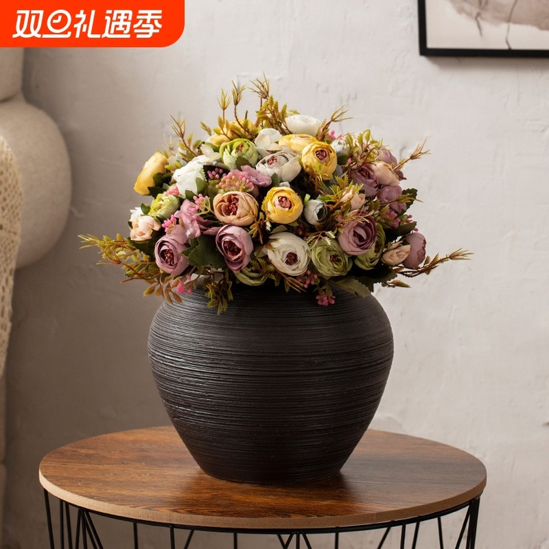 景德镇极简北欧风台面纯色创意陶瓷花瓶日式干花水培家居装饰摆件