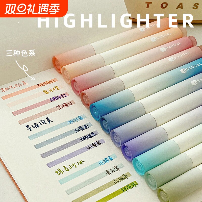 护眼荧光笔荧光标记马卡龙淡色