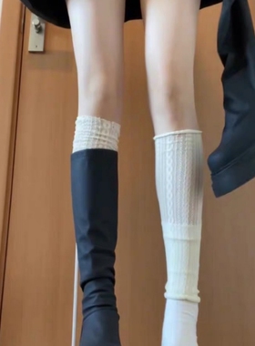 白色蕾丝花边袜套袜子女秋冬中筒堆堆袜腿套长筒袜配长筒靴小腿袜