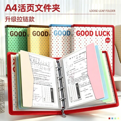 活页文件夹试卷收纳袋拉链高颜值ins风A4插页透明文件袋资料册可拆卸小学生专用整理资料夹孕检翻页收集册
