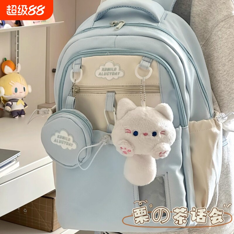 茶话会韩系可爱少女书包轻便初中生高中学生双肩包大容量百搭背包