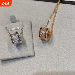 小蛮腰弹簧项链925纯银黑陶瓷满钻小红人慈善款锁骨链不掉色金色