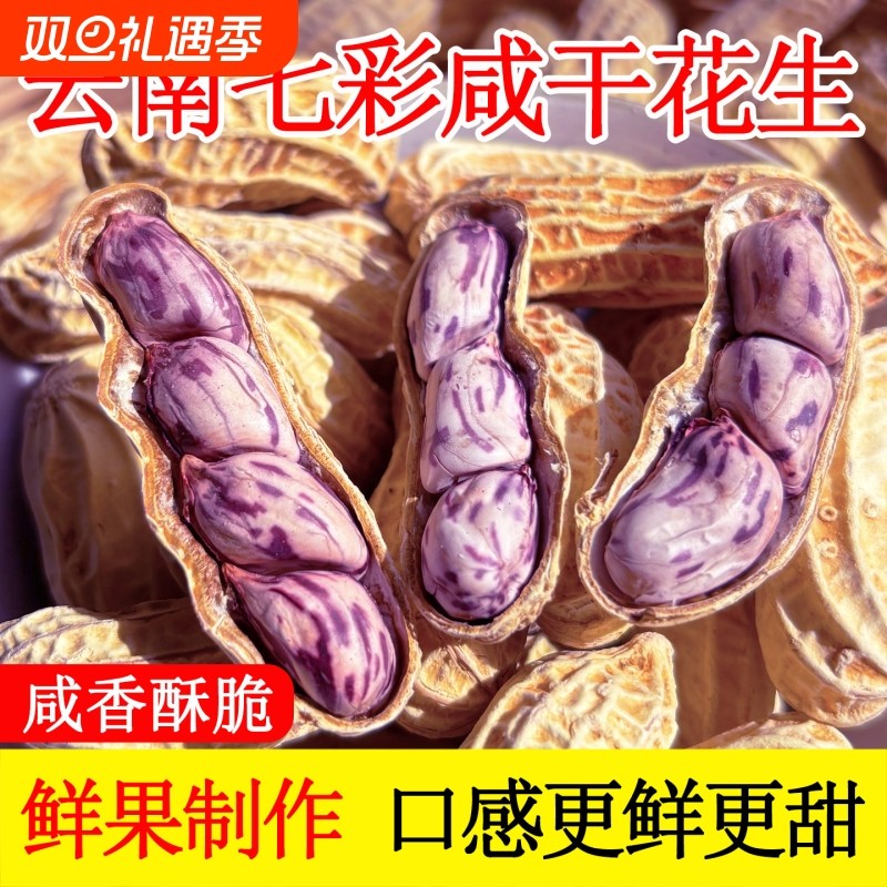 2025云南特产七彩花生水煮咸干晒干带壳五彩花生龙岩湿烤奶油花生