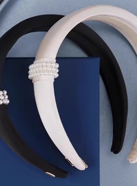 【原版】赵露思同款发箍白色洋气珍珠高颅顶发卡气质头箍高级发饰