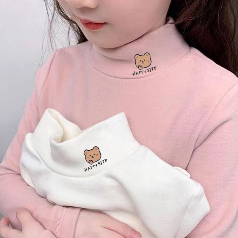儿童德绒保暖打底衫秋冬女童t恤半高领中大小童保暖内搭长袖上衣