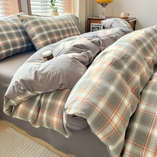 全棉透气被套单件被罩学生宿舍水洗棉150x200x230被单床单三件套