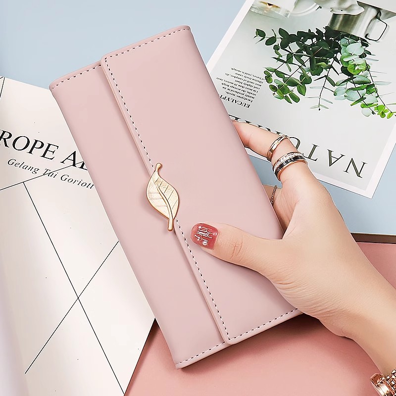 钱包大容量2025新款爆款女士长款小清新叶子卡包手拿包女证件零钱