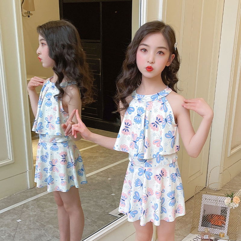 儿童泳衣女童洋气分体裙式保守可爱学生韩版小女孩中大童泳装