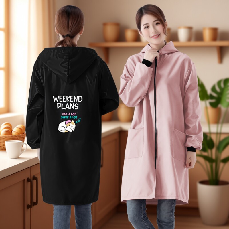 罩衣女2025新款冬季加绒加厚厨房家用围裙防水防油上班工作服外套