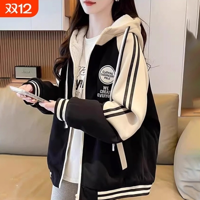 女童加绒外套棒球服运动秋冬季2025新款儿童夹克女孩上衣冬装帅气