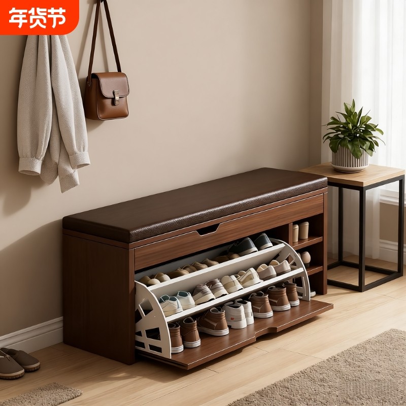 入户换鞋凳门口家用可坐鞋柜坐凳一体鞋架坐垫玄关进门穿鞋凳收纳